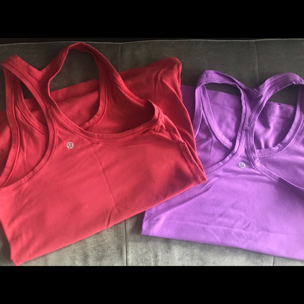 Two Lululemon size 8 racerback tanks